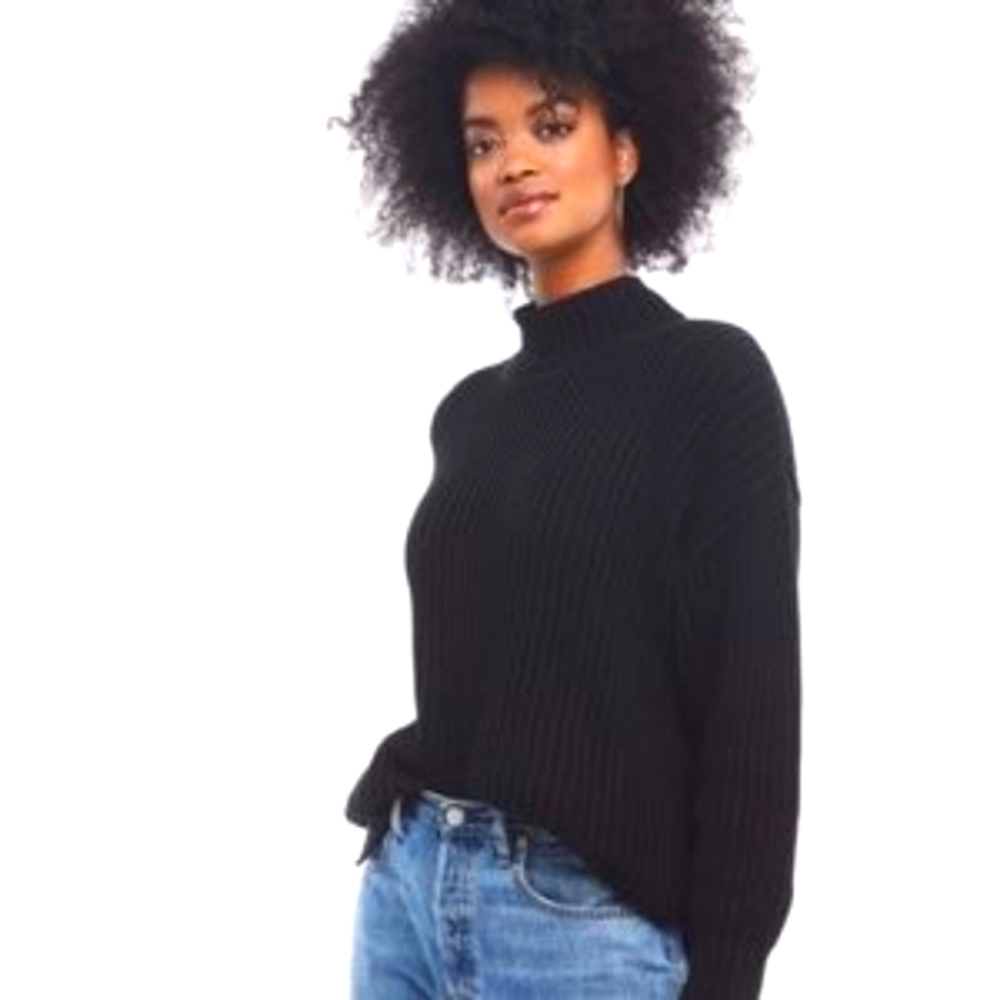 Able Rose Relaxed Sweater Tunic- XXS, Black